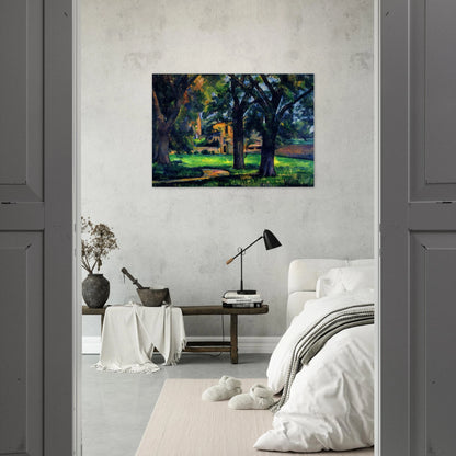 Chestnut Tree and Farm - Paul Cézanne Brushed Aluminum Print - 70x100 cm / 28x40 inches | Paul Cézanne Aluminum Print | Paul Cézanne Prints