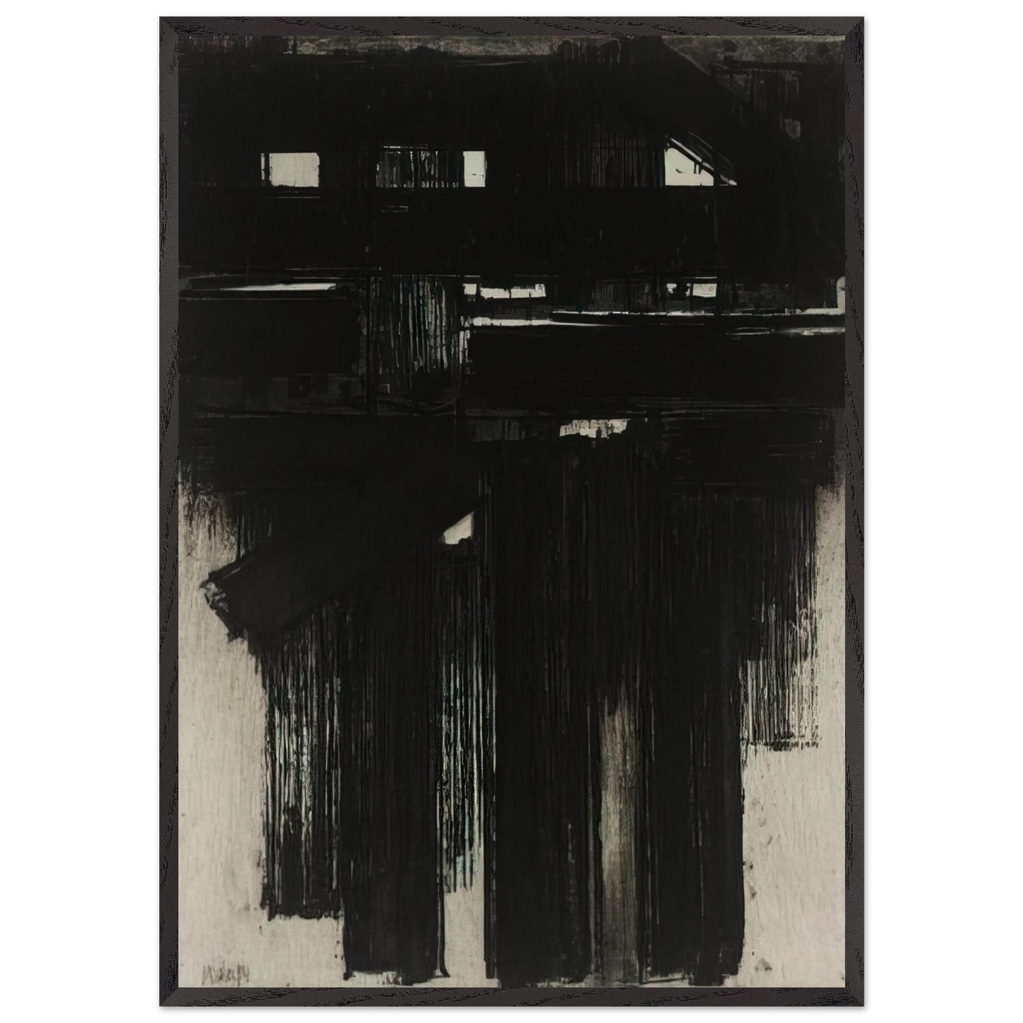 Untitled Intaglio - 1956 - Pierre Soulages 70x100 cm / 28x40 inches Framed Art Print – Black Wooden Frame