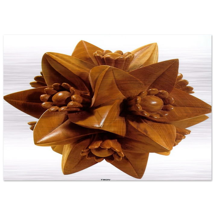 POLYHEDRON WITH FLOWERS - MC Escher Brushed Aluminum Print - 70x100 cm / 28x40 inches | MC Escher Aluminum Print | MC Escher Prints