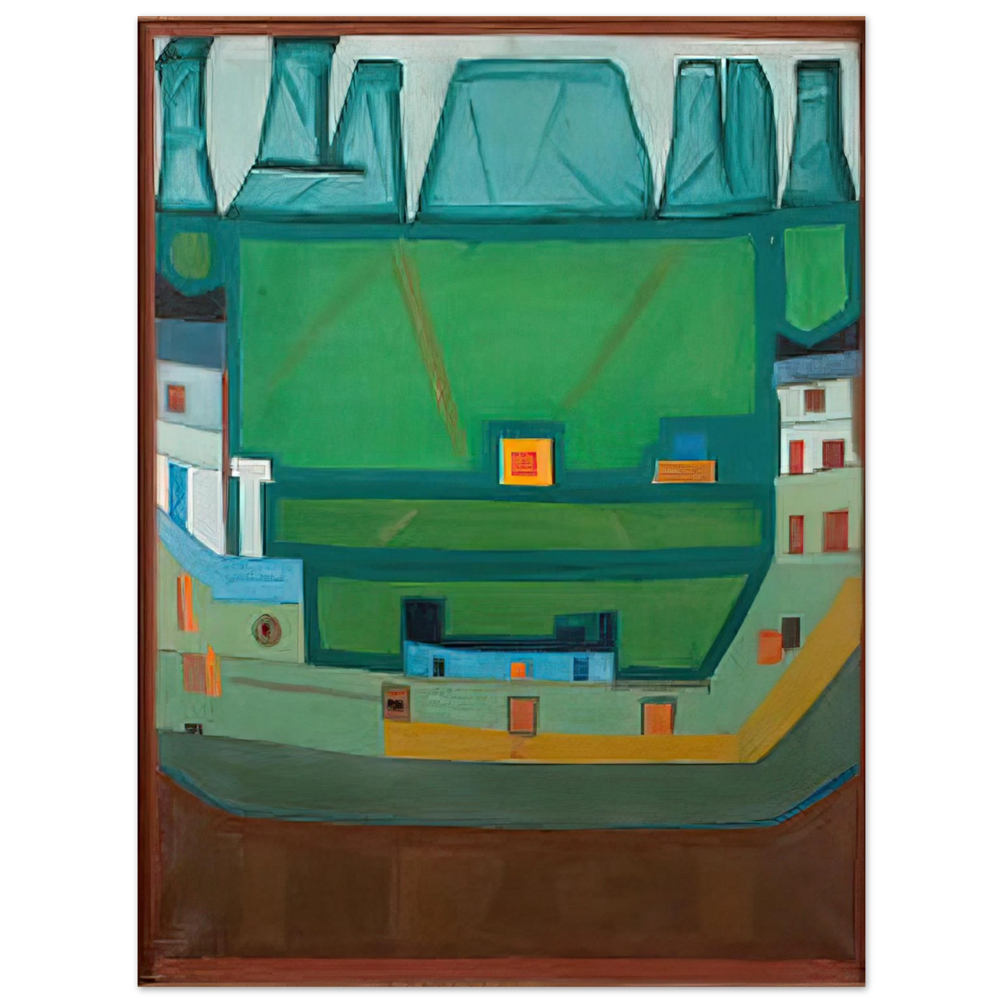 Jerzy Nowosielski - CITY AT THE FOOT OF THE MOUNTAINS LANDSCAPE  75x100 cm / 30x40inches Fine Art Poster