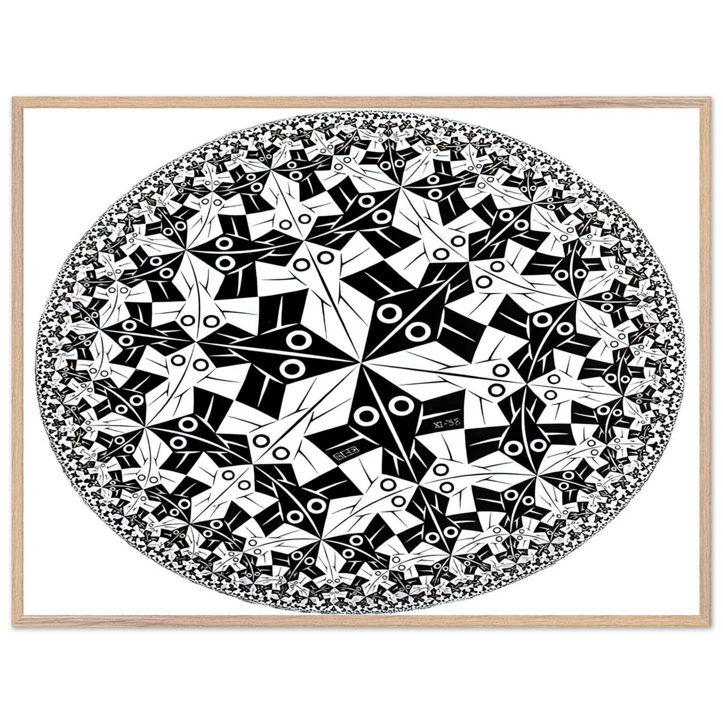 MC Escher - CIRCLE LIMIT I Wall Art - 30x40 cm / 12x16 inches - Premium Wooden Framed Poster With Fine Art Paper-canvas - White frame