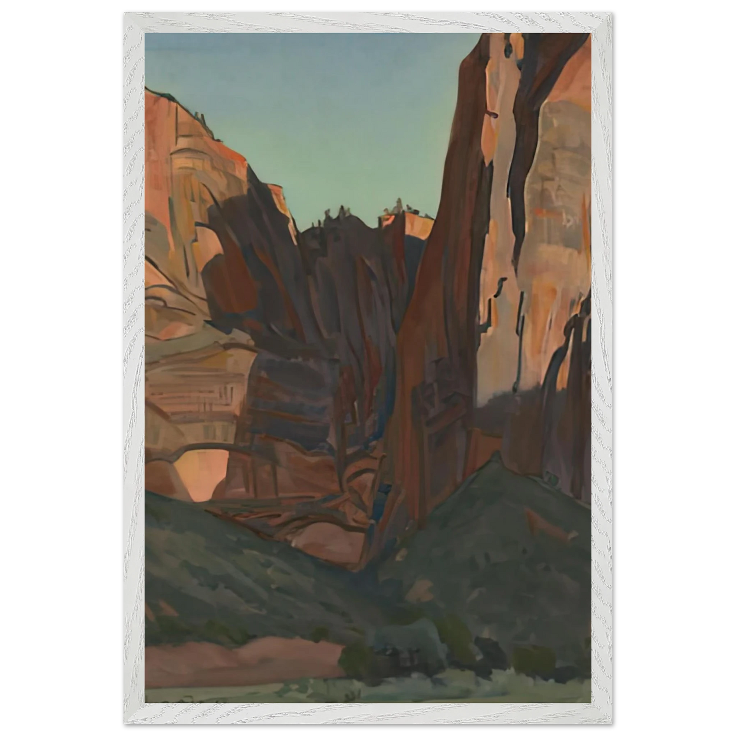 Maynard Dixon - NOTCH IN THE WALL ZION NATIONAL PARK AUGUST 1933 1933 Wall art - 28x43  cm / XL (11x17 inches) - Premium Wooden Framed Poster With Fine Art Paper-canvas - Black frame