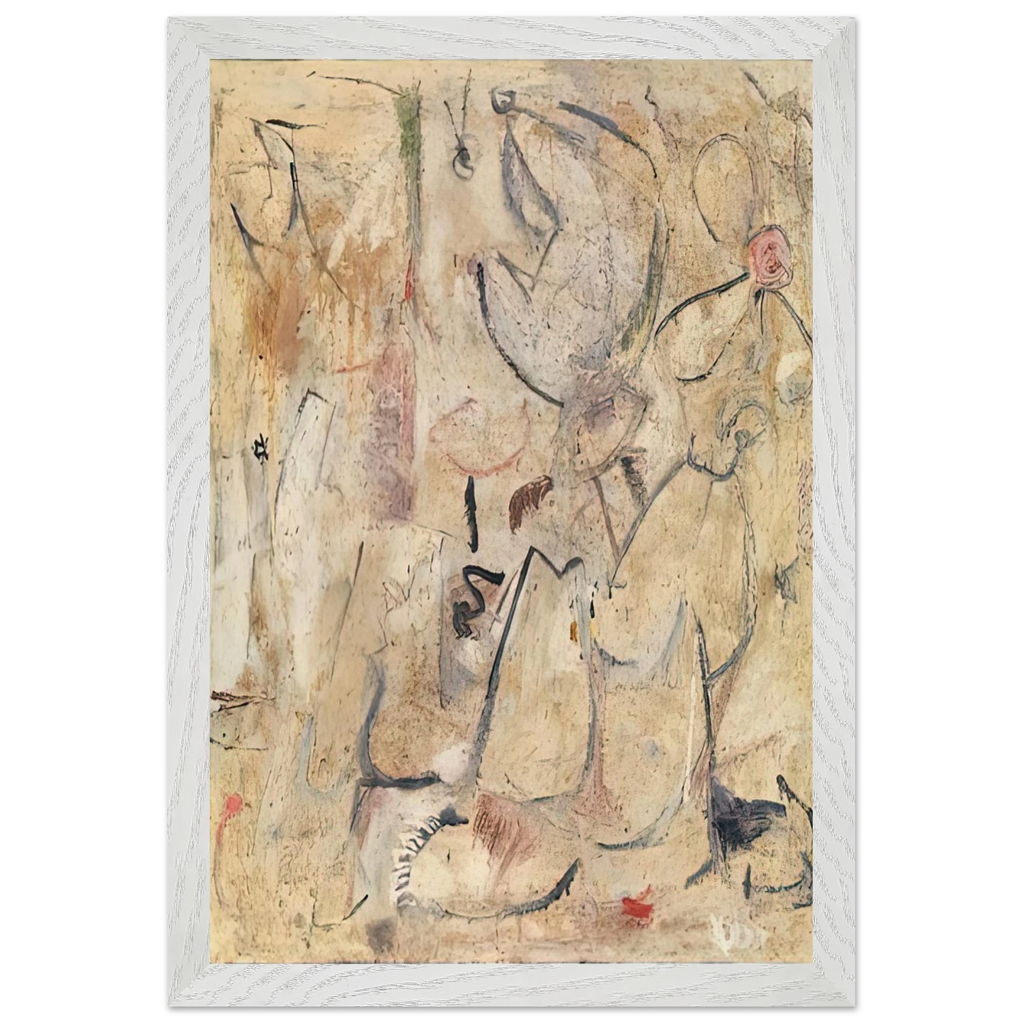 Helen Frankenthaler - Beach, 1950- Wall Art - 21x29.7 cm / 8x12" - Premium Wooden Framed Poster With Fine Art Paper-canvas - Wood frame