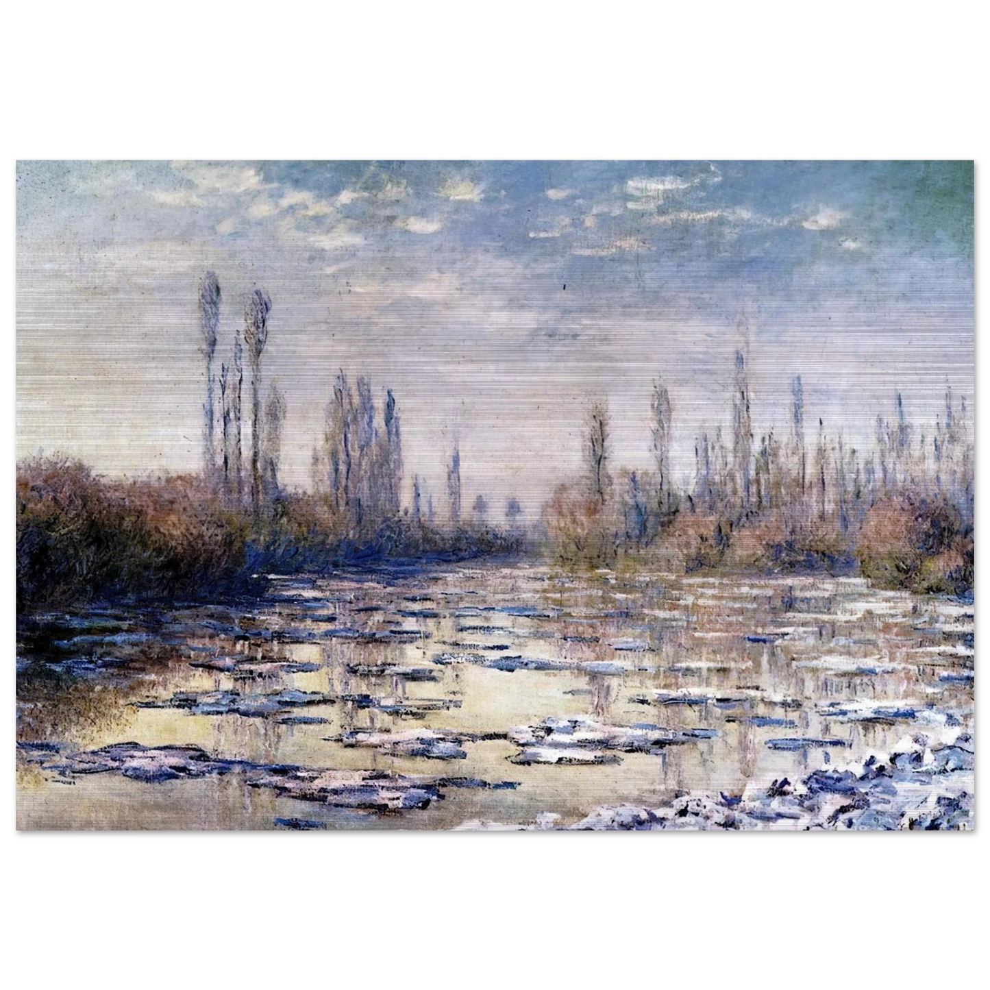 Floating Ice Near Vetheuil - claude monet Brushed Aluminum Print - 70x100 cm / 28x40 inches | claude monet Aluminum Print | claude monet Prints