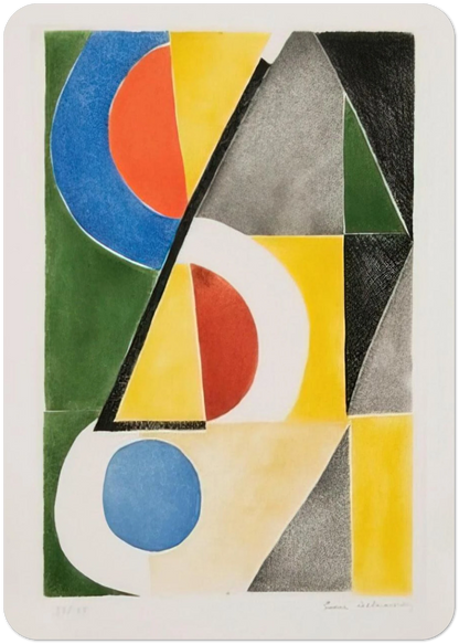 ABSTRACT COMPOSITION WITH TRIANGLES AND SEMICIRCLES By Sonia Delaunay Pack of 10 Post Cards | Sonia Delaunay Post Cards | A6 (10.5 x 14.8 cm) - 4.1 x 5.8 inches