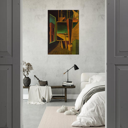 GEOMETRIC COMPOSITION WITH FACTORY LANDSCAPE 1917 - Giorgio de Chirico Brushed Aluminum Print - 70x100 cm / 28x40 inches | Giorgio de Chirico Aluminum Print | Giorgio de Chirico Prints
