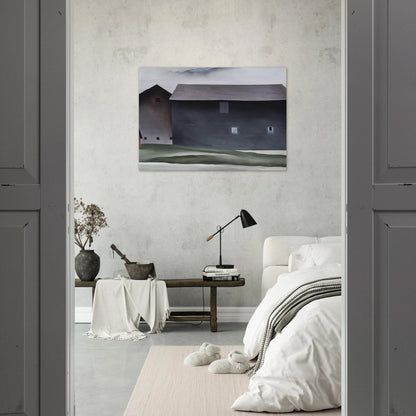 Lake George Barns - Georgia O'Keeffe Brushed Aluminum Print - 70x100 cm / 28x40 inches | Georgia O'Keeffe Aluminum Print | Georgia O'Keeffe Prints