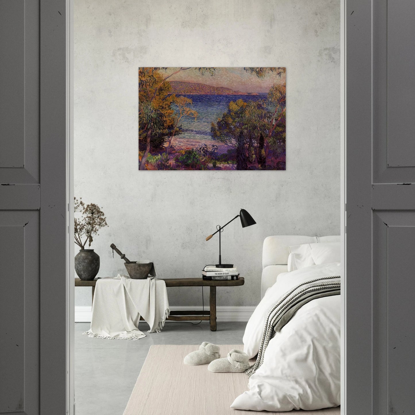 PINES AND EUCALYPTUS AT CAVELIERI 1905 - Theo van Rysselberghe Brushed Aluminum Print - 70x100 cm / 28x40 inches | Theo van Rysselberghe Aluminum Print | Theo van Rysselberghe Prints