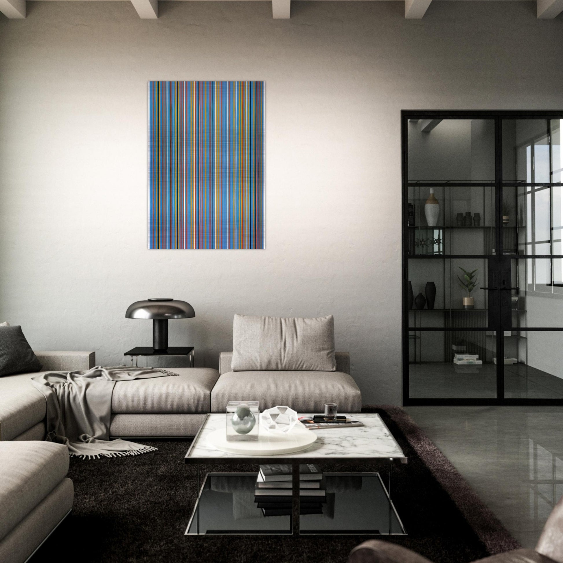 BIG BLUE 1982 - Bridget Riley Brushed Aluminum Print - 70x100 cm / 28x40 inches | Bridget Riley Aluminum Print | Bridget Riley Prints