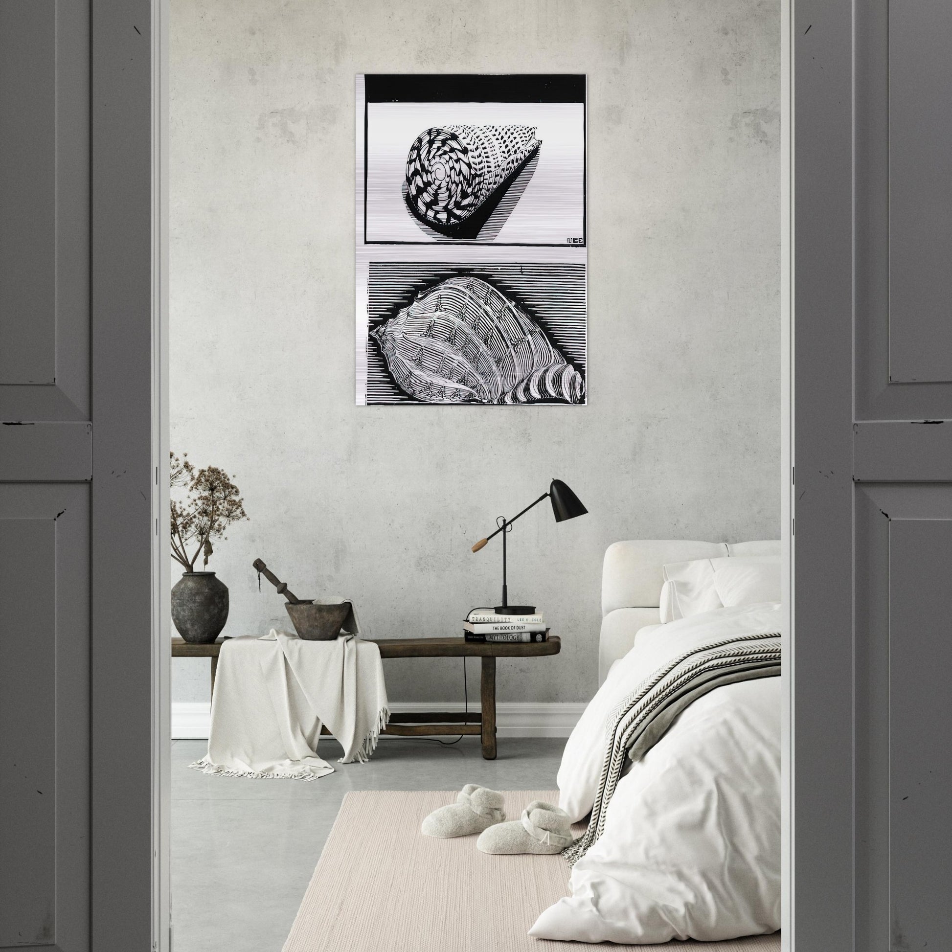 SEA SHELLS - MC Escher Brushed Aluminum Print - 70x100 cm / 28x40 inches | MC Escher Aluminum Print | MC Escher Prints