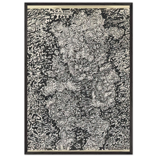FIGURE WITH HAT IN A LANDSCAPE 1960 - Jean Dubuffet 70x100 cm / 28x40 inches Framed Art Print – Black Wooden Frame