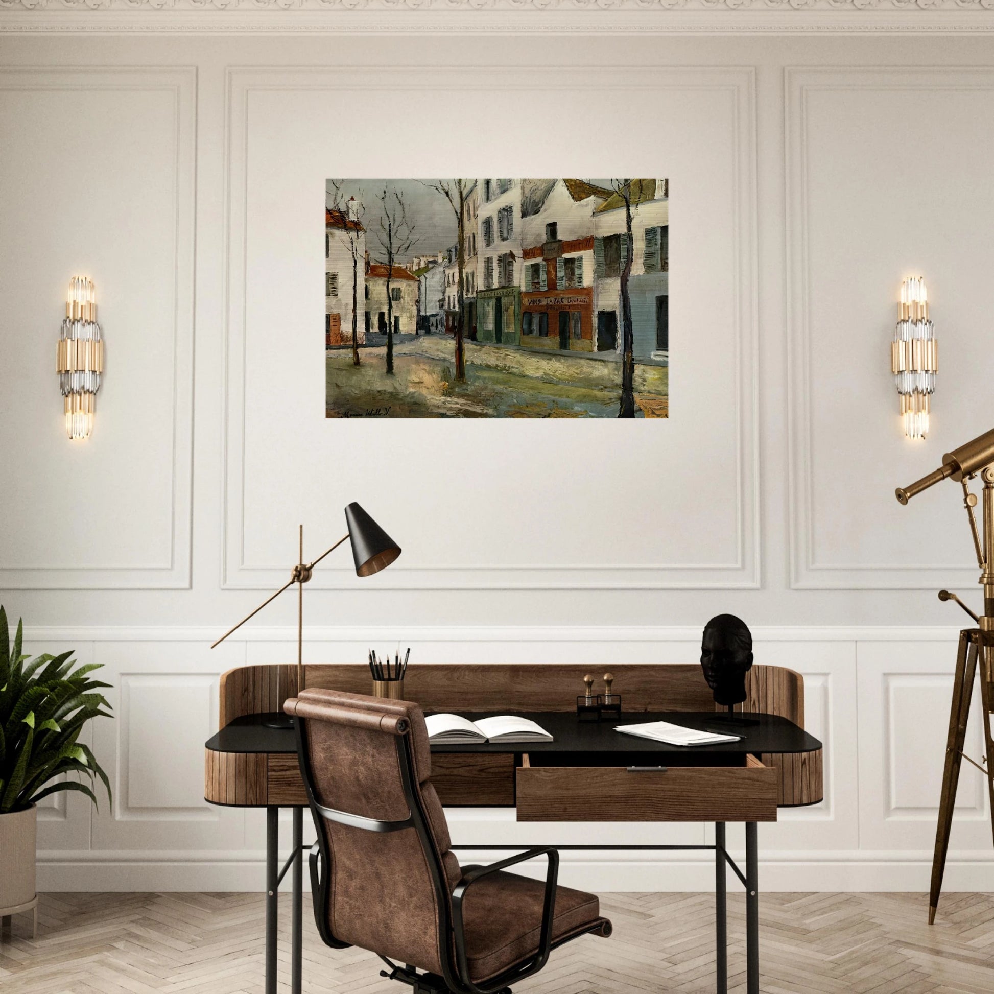 SQUARE TERTRE ON MONTMARTRE 2 - Maurice Utrillo Brushed Aluminum Print - 70x100 cm / 28x40 inches | Maurice Utrillo Aluminum Print | Maurice Utrillo Prints