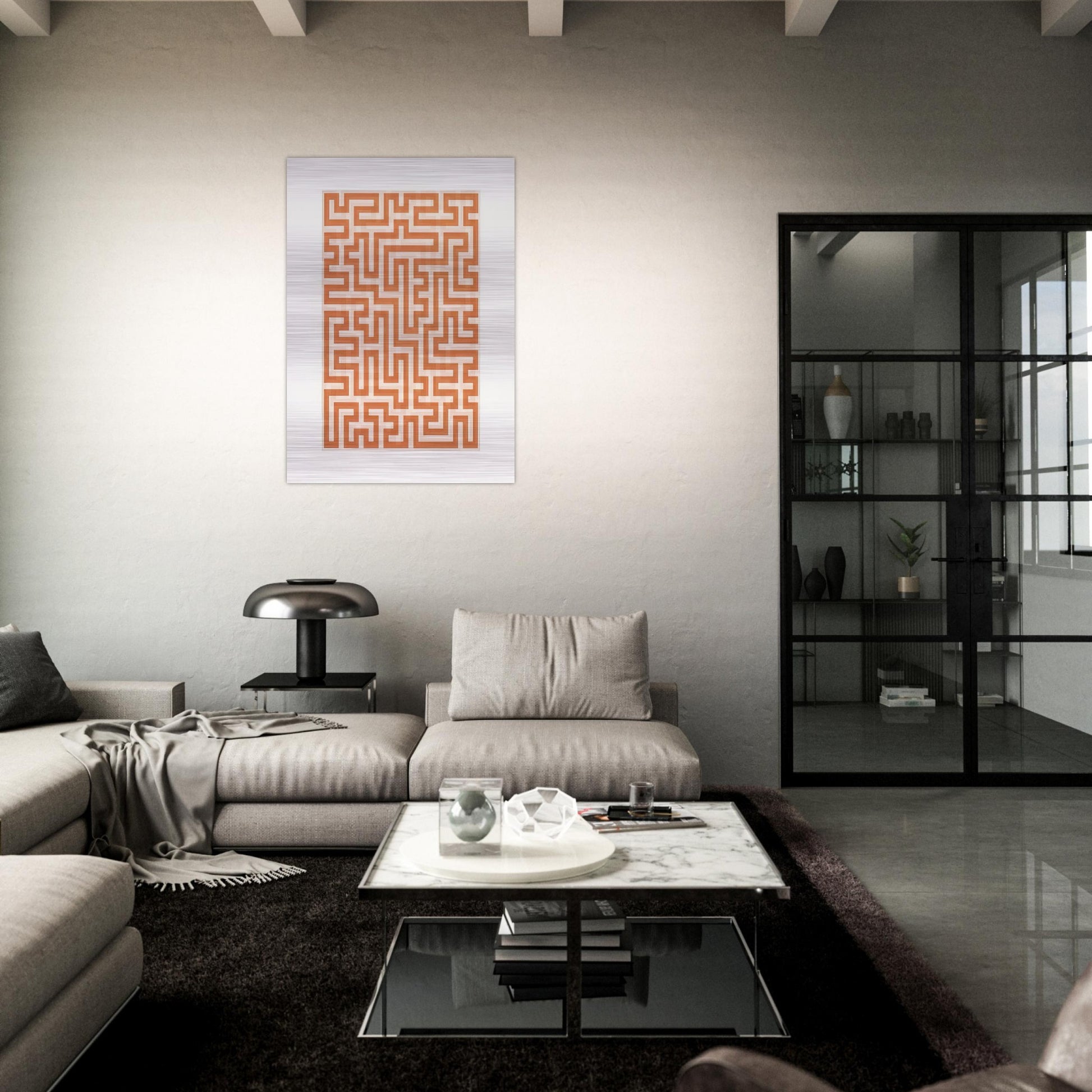 RED MEANDER II 1971 - Anni Albers Brushed Aluminum Print - 70x100 cm / 28x40 inches | Anni Albers Aluminum Print | Anni Albers Prints