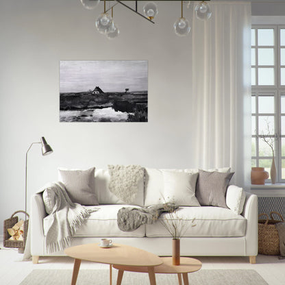 Landscape with a Farm - Vincent van Gogh Brushed Aluminum Print - 70x100 cm / 28x40 inches | Vincent van Gogh Aluminum Print | Vincent van Gogh Prints