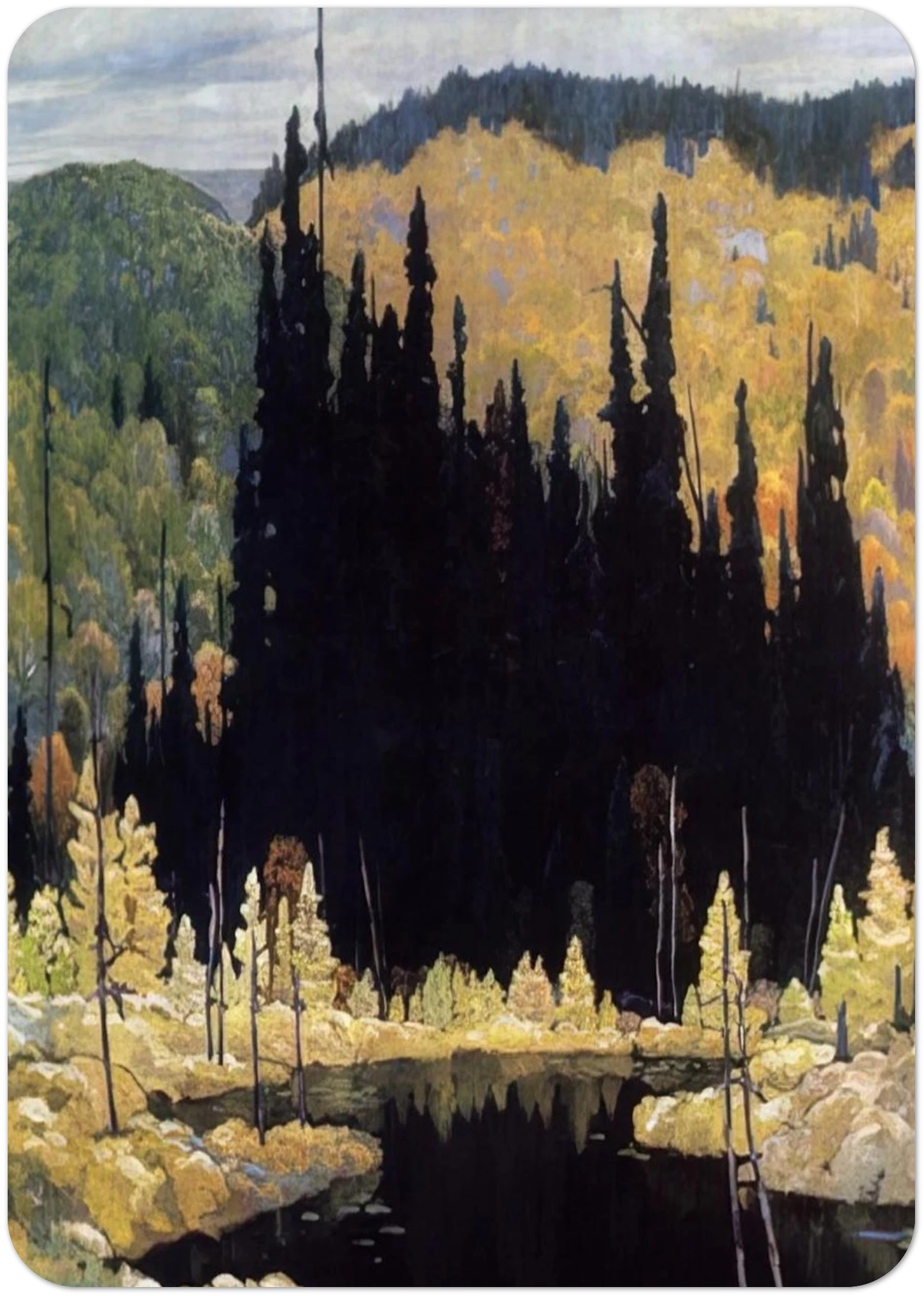 Autumn, Algoma - Art Nouveau Modern By Frank Johnston Pack of 10 Post Cards | Frank Johnston Post Cards | A6 (10.5 x 14.8 cm) - 4.1 x 5.8 inches