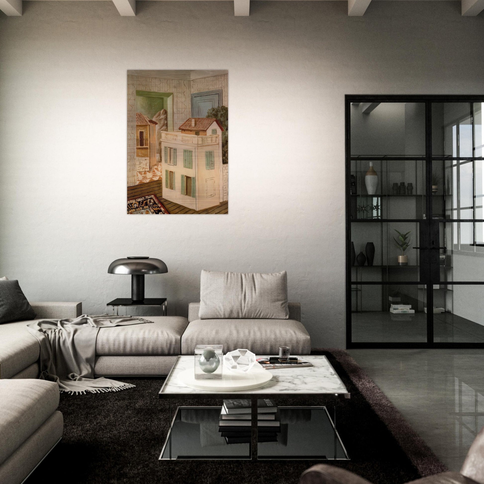 THE HOUSE IN THE HOUSE - Giorgio de Chirico Brushed Aluminum Print - 70x100 cm / 28x40 inches | Giorgio de Chirico Aluminum Print | Giorgio de Chirico Prints