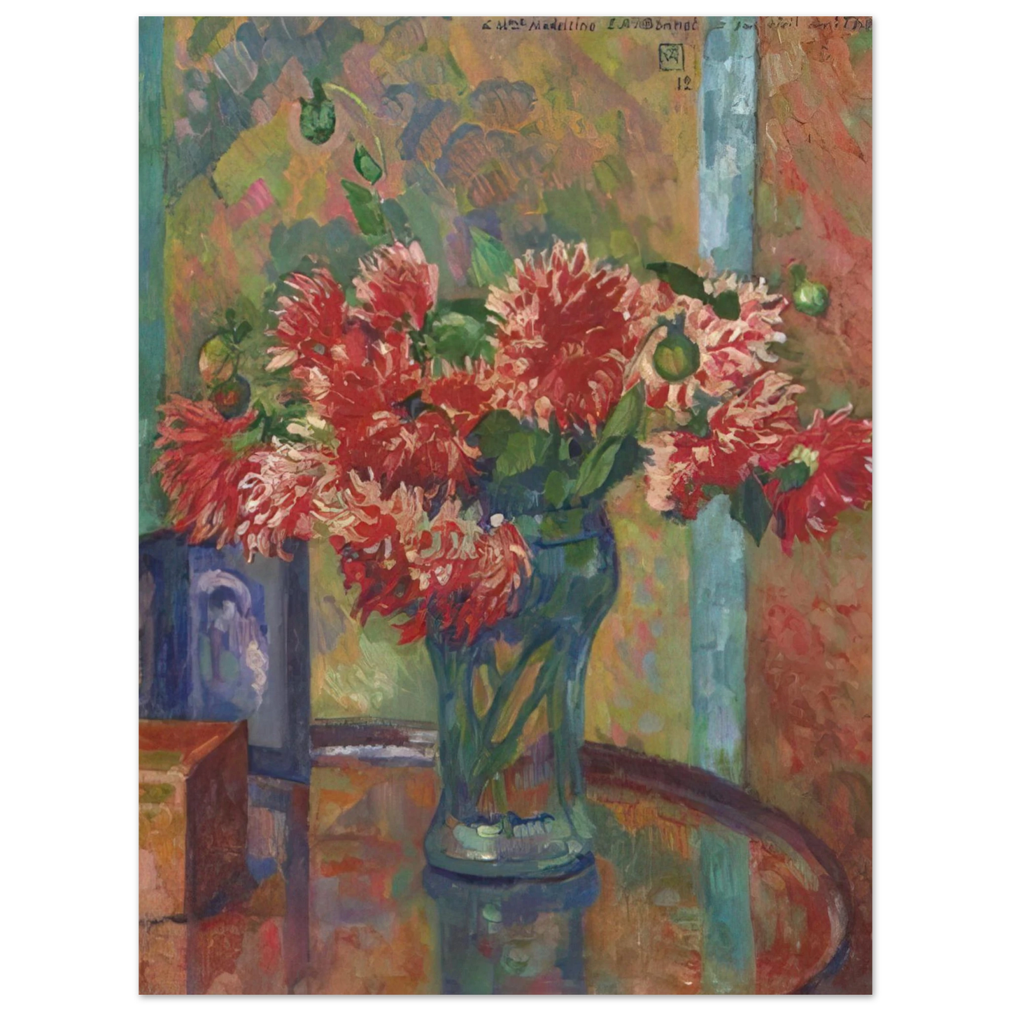 Theo van Rysselberghe - DAHLIAS TO MME MADELEINE E R BONNET 1912  75x100 cm / 30x40inches Fine Art Poster