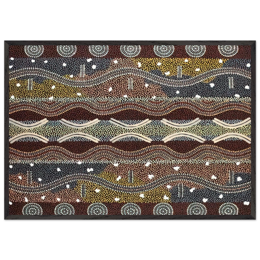 Napperby Dreaming - 1998 - Clifford Possum Tjapaltjarri 70x100 cm / 28x40 inches Framed Art Print – Black Wooden Frame