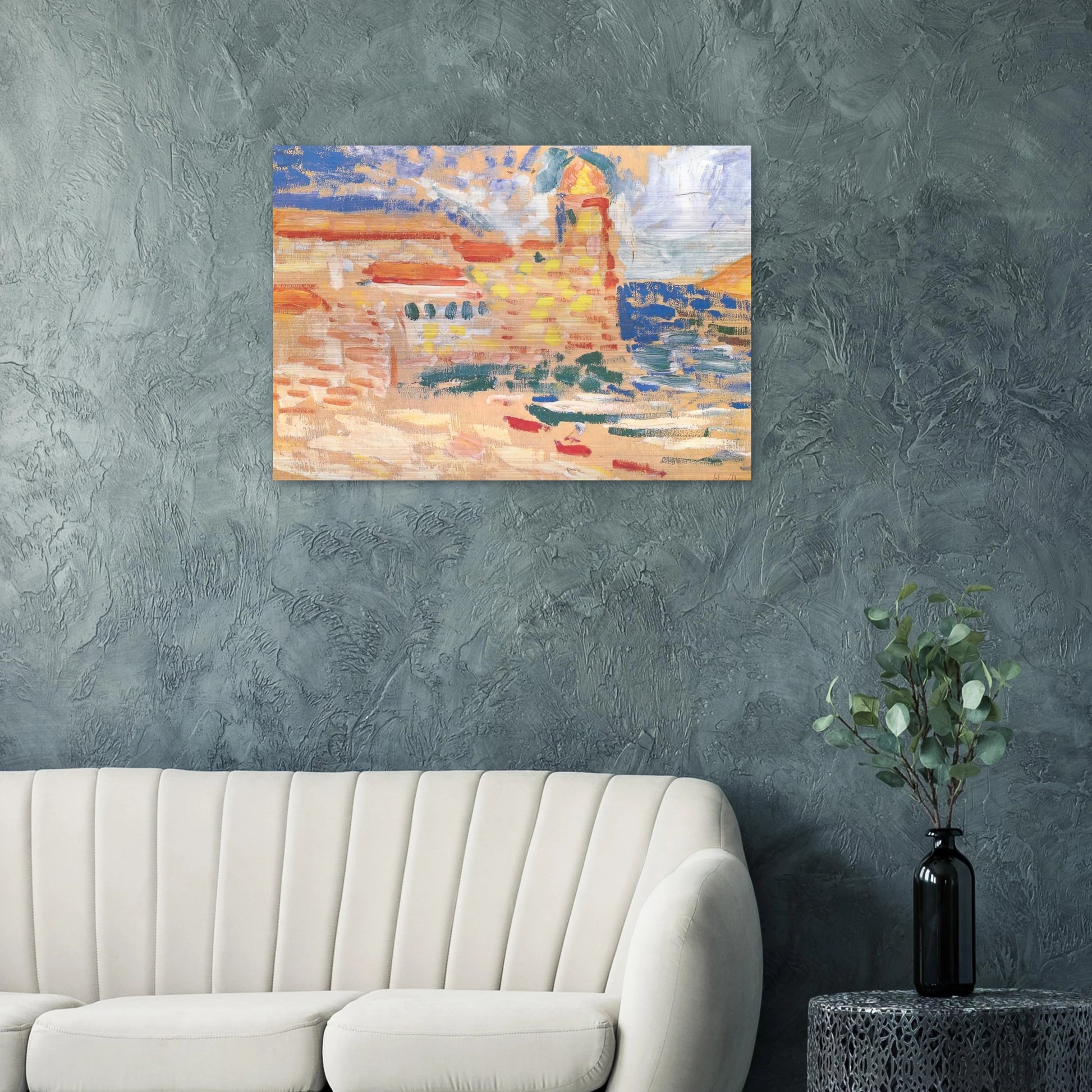 VIEW OF COLLIOURE WITH CHURCH 1905 - Henri Matisse Brushed Aluminum Print - 70x100 cm / 28x40 inches | Henri Matisse Aluminum Print | Henri Matisse Prints