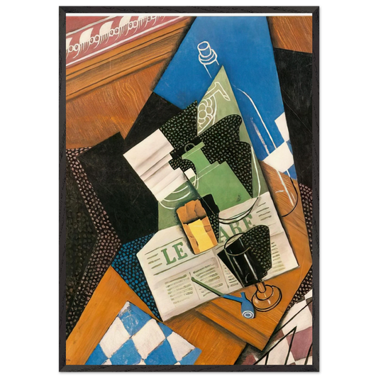 WATER BOTTLE BOTTLE AND FRUIT DISH 1915 - Juan Gris 70x100 cm / 28x40 inches Framed Art Print – Black Wooden Frame