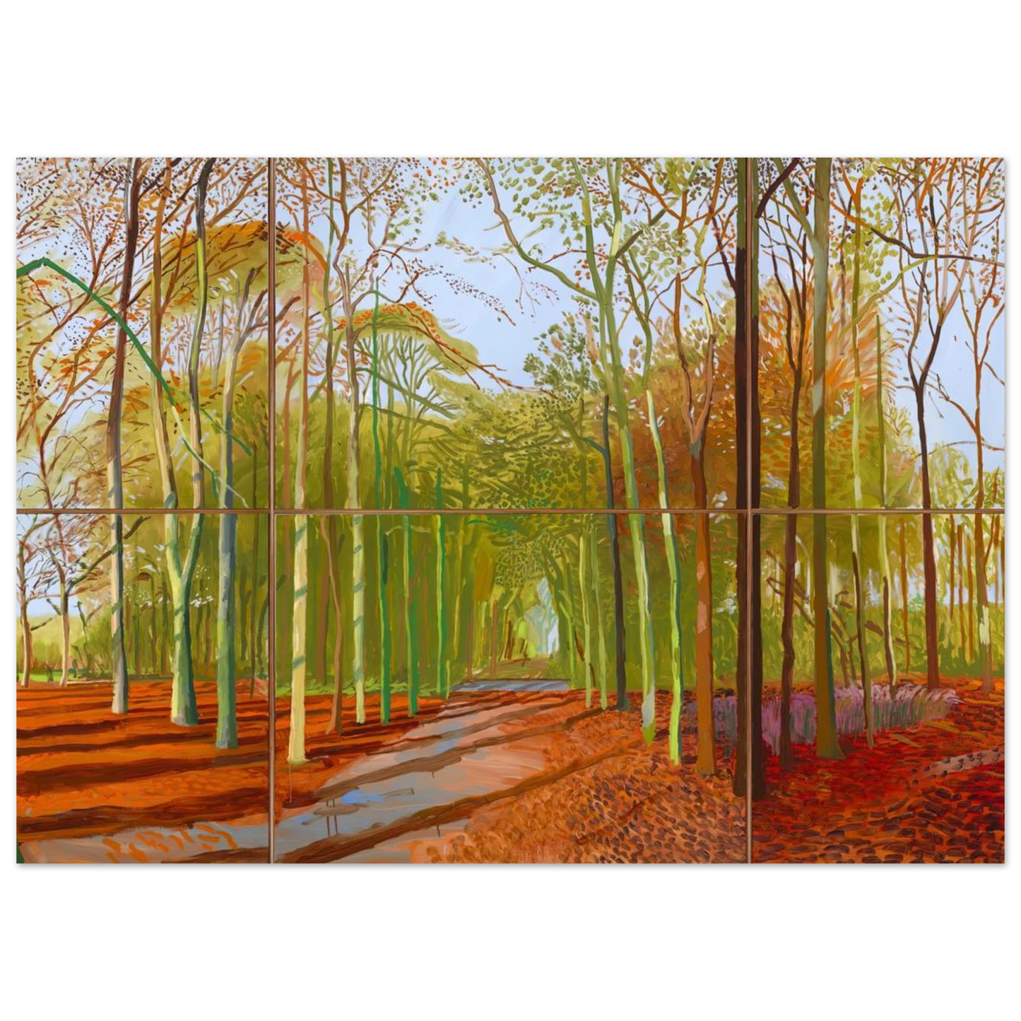 David Hockney - Woldgate Woods, 21, 23 & 29 November 2006 - 40x50 cm / 16x20 inches - Premium Wooden Framed Poster With Fine Art Paper-canvas - Wood frame