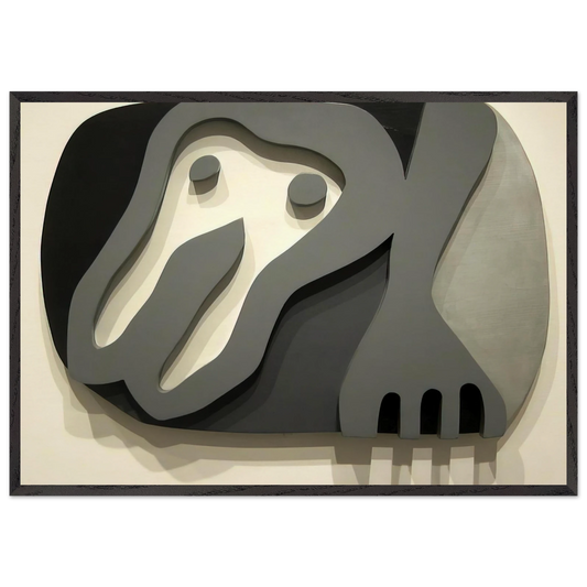 Shirt Front and Fork - Jean Arp 70x100 cm / 28x40 inches Framed Art Print – Black Wooden Frame