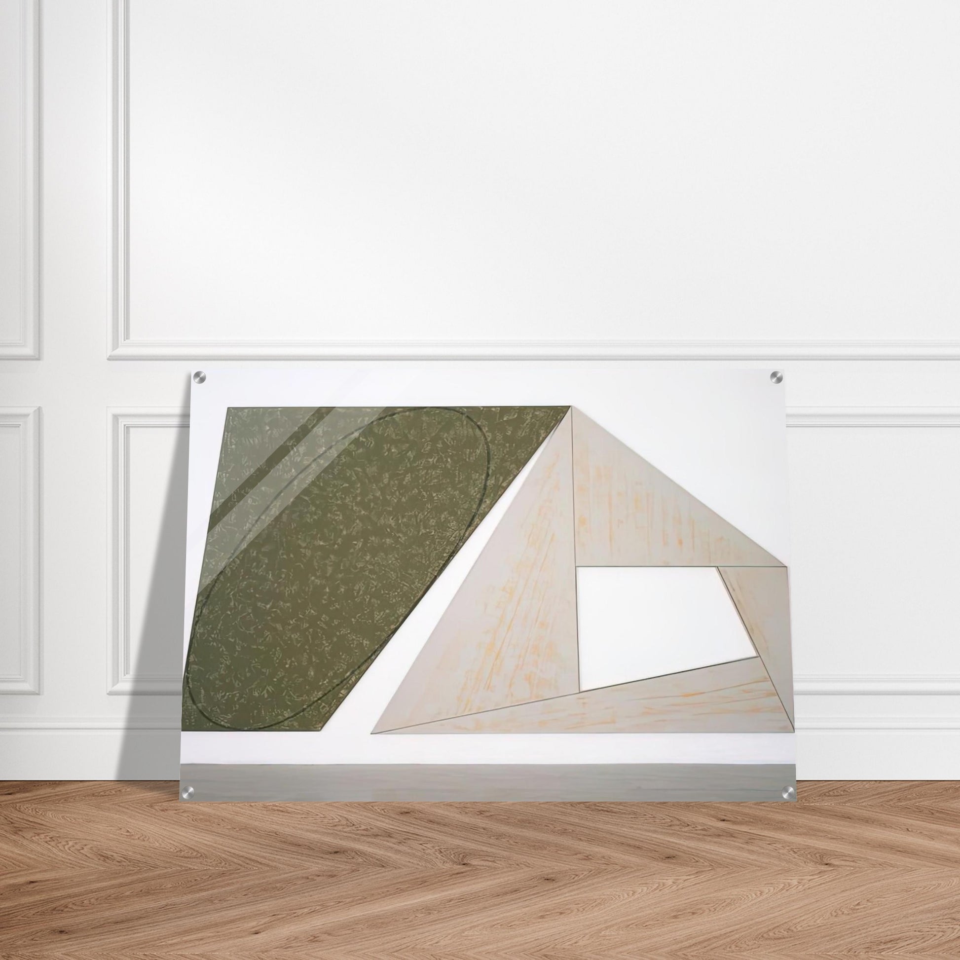 GREEN TILTED ELLIPSE GRAY FRAME 1989 - Robert Mangold Acrylic Print - 70x100 cm / 28x40″ inches