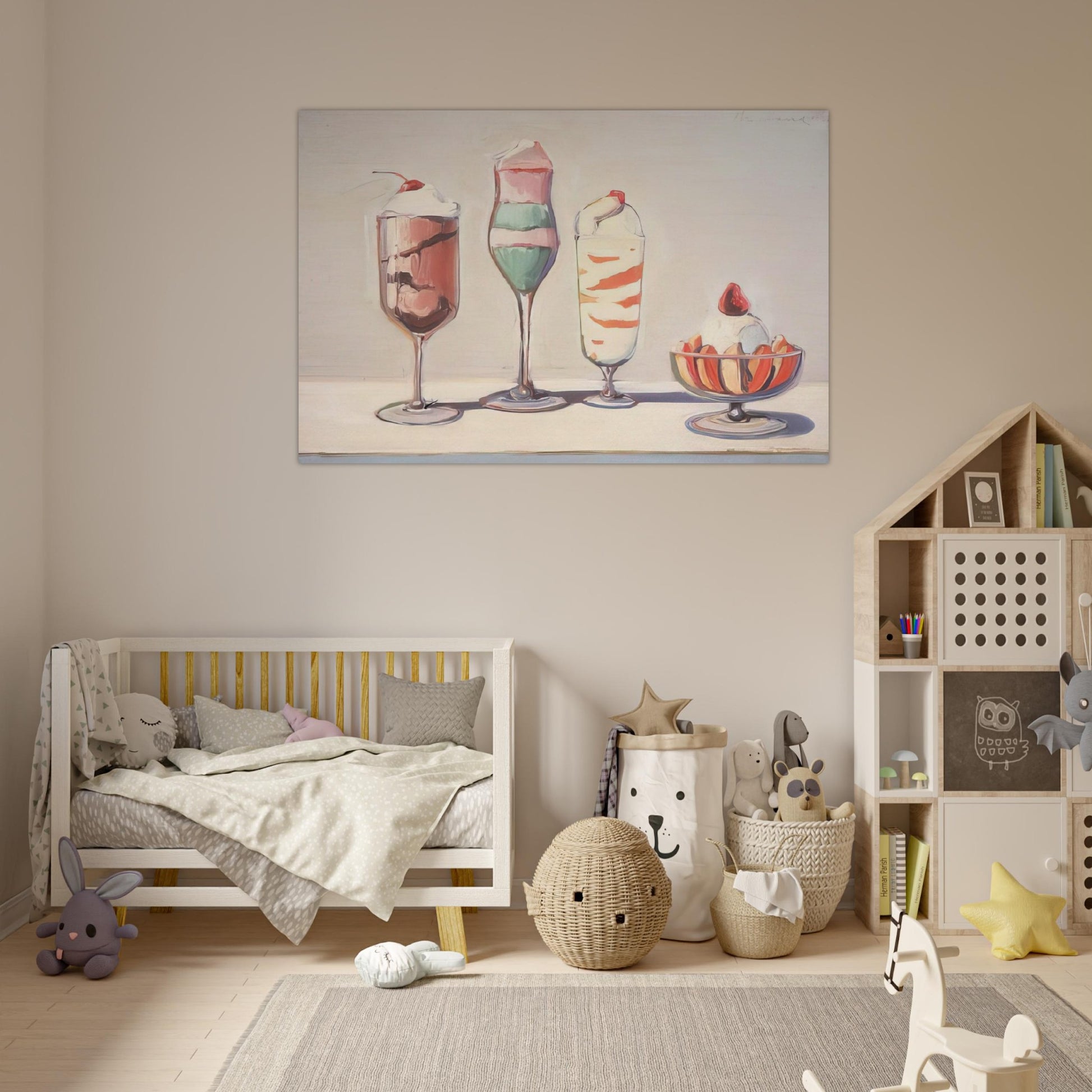 Four Sundaes - Pop Art - Wayne Thiebaud Art Prints - 100x150 cm / 40x60″ inches | Wayne Thiebaud Poster | Wayne Thiebaud Prints