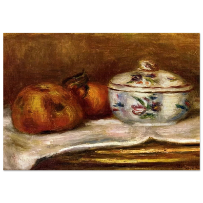 Sugar Bowl, Apple and Orange - Pierre-Auguste Renoir Brushed Aluminum Print - 70x100 cm / 28x40 inches | Pierre-Auguste Renoir Aluminum Print | Pierre-Auguste Renoir Prints