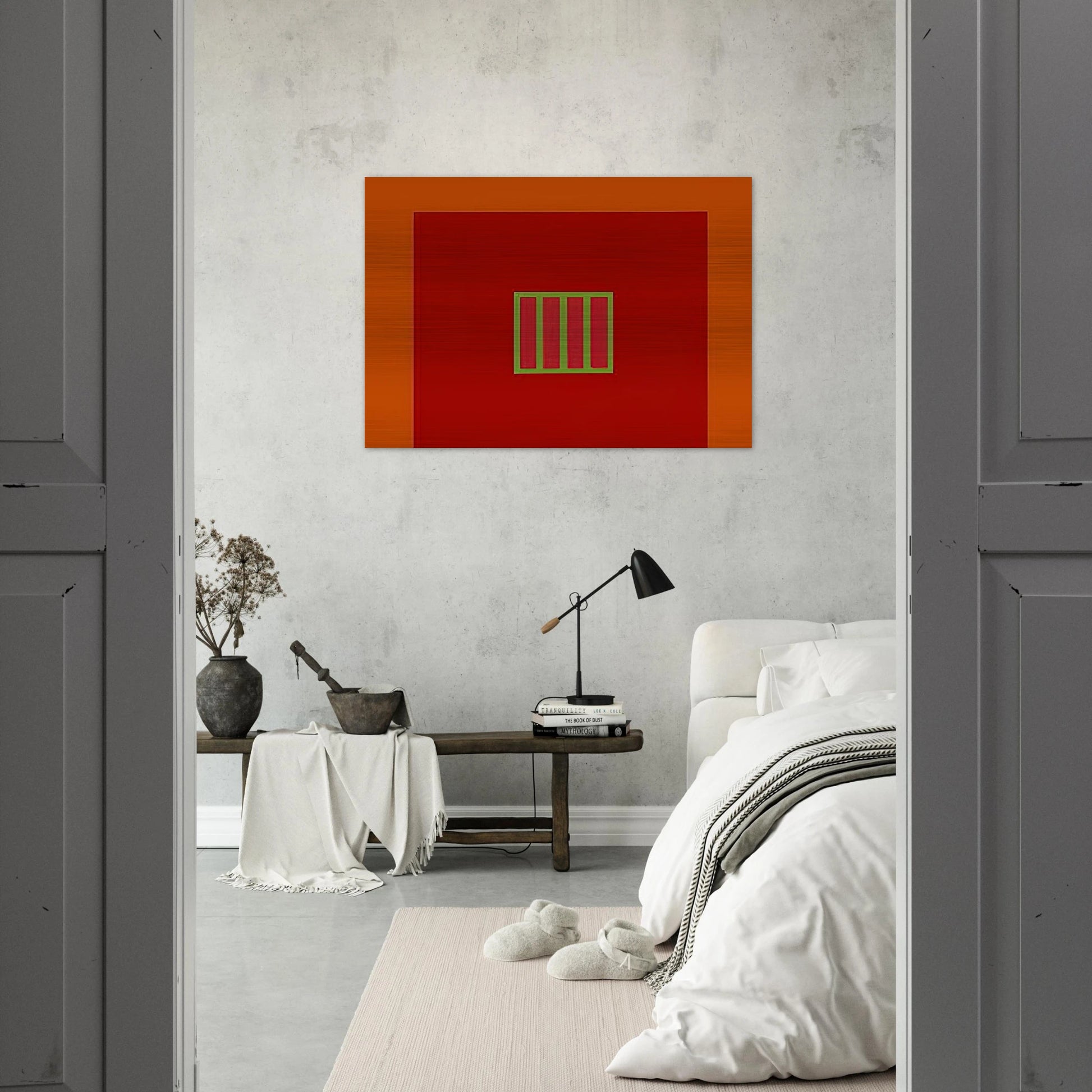 Day-Glo Prison - 1982 - Peter Halley Brushed Aluminum Print - 70x100 cm / 28x40 inches | Peter Halley Aluminum Print | Peter Halley Prints