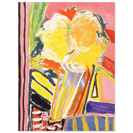 Ronnie Landfield - Pink Flower Painting - 1973  75x100 cm / 30x40inches Fine Art Poster