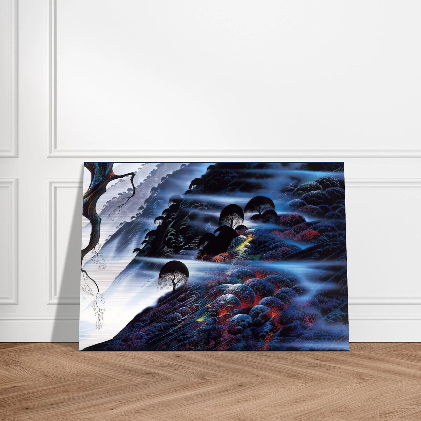 Blue Light - Eyvind Earle Brushed Aluminum Print - 70x100 cm / 28x40 inches | Eyvind Earle Aluminum Print | Eyvind Earle Prints