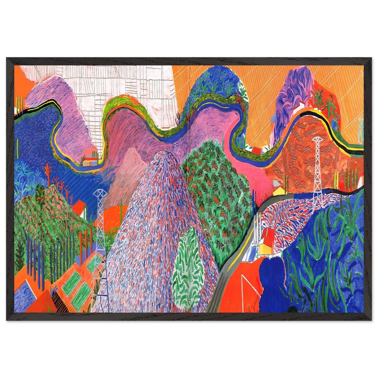 David Hockney - David Hockney Wall art - 50x70 cm / 20x28 inches - Premium Wooden Framed Poster With Fine Art Paper-canvas - White frame