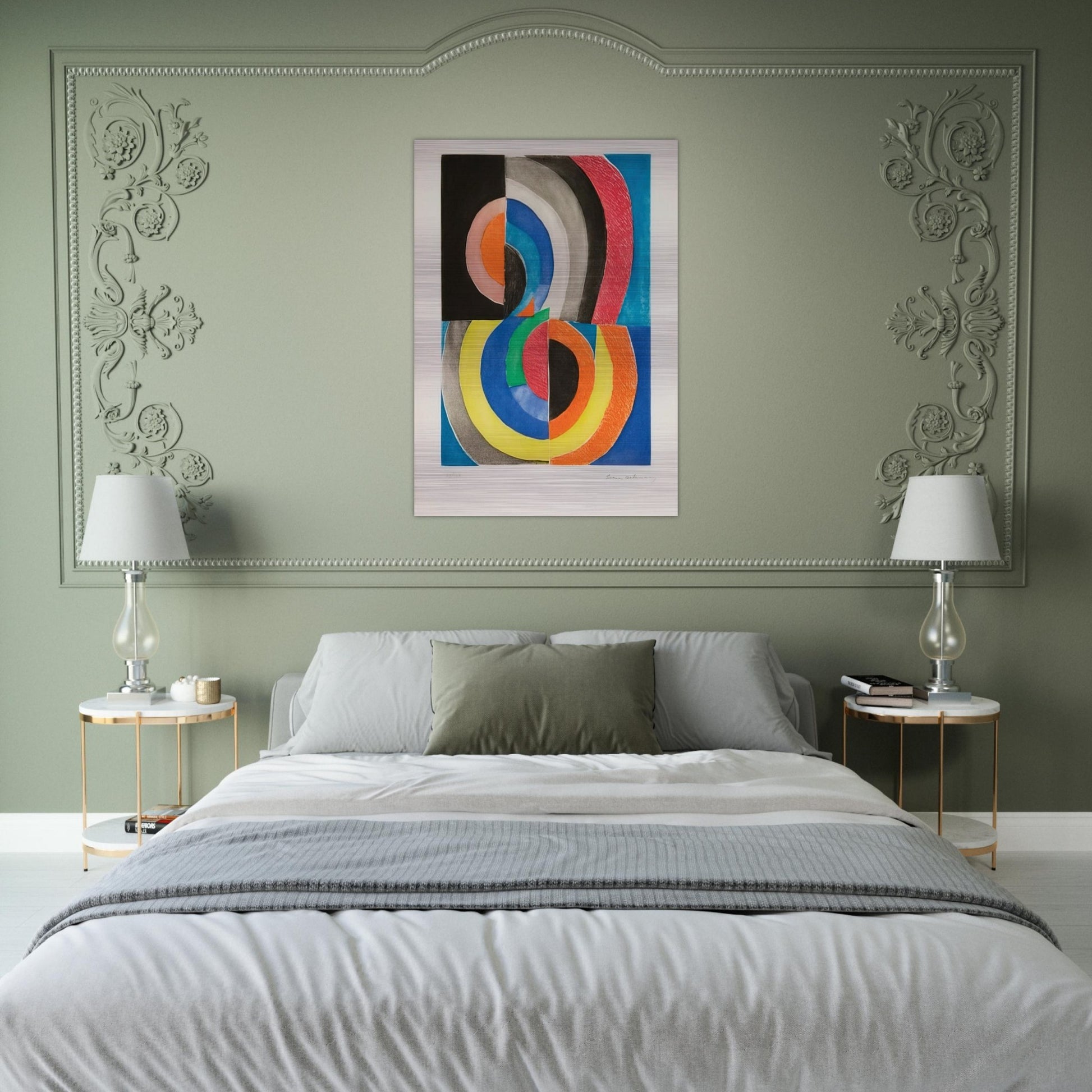 ABSTRACT COMPOSITION WITH SEMICIRCLES - Sonia Delaunay Brushed Aluminum Print - 70x100 cm / 28x40 inches | Sonia Delaunay Aluminum Print | Sonia Delaunay Prints