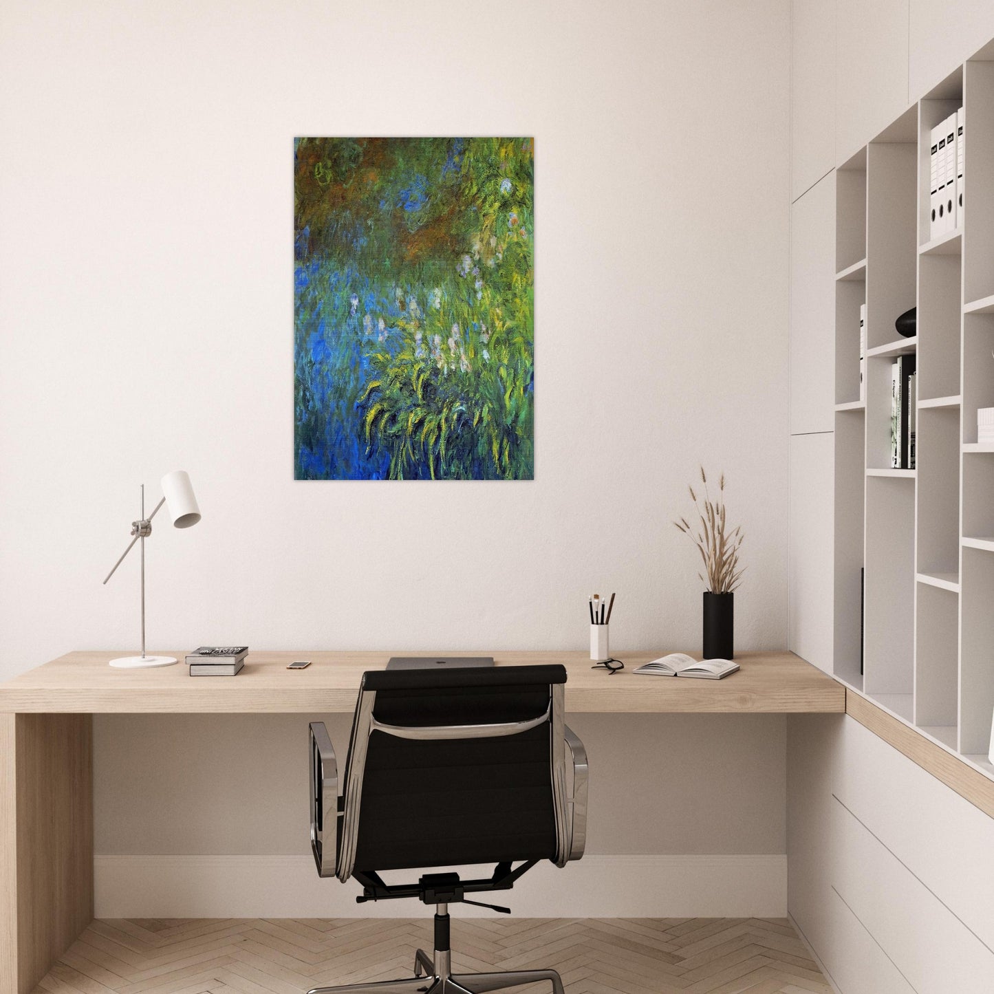 Iris at the Sea-Rose Pond - claude monet Brushed Aluminum Print - 70x100 cm / 28x40 inches | claude monet Aluminum Print | claude monet Prints