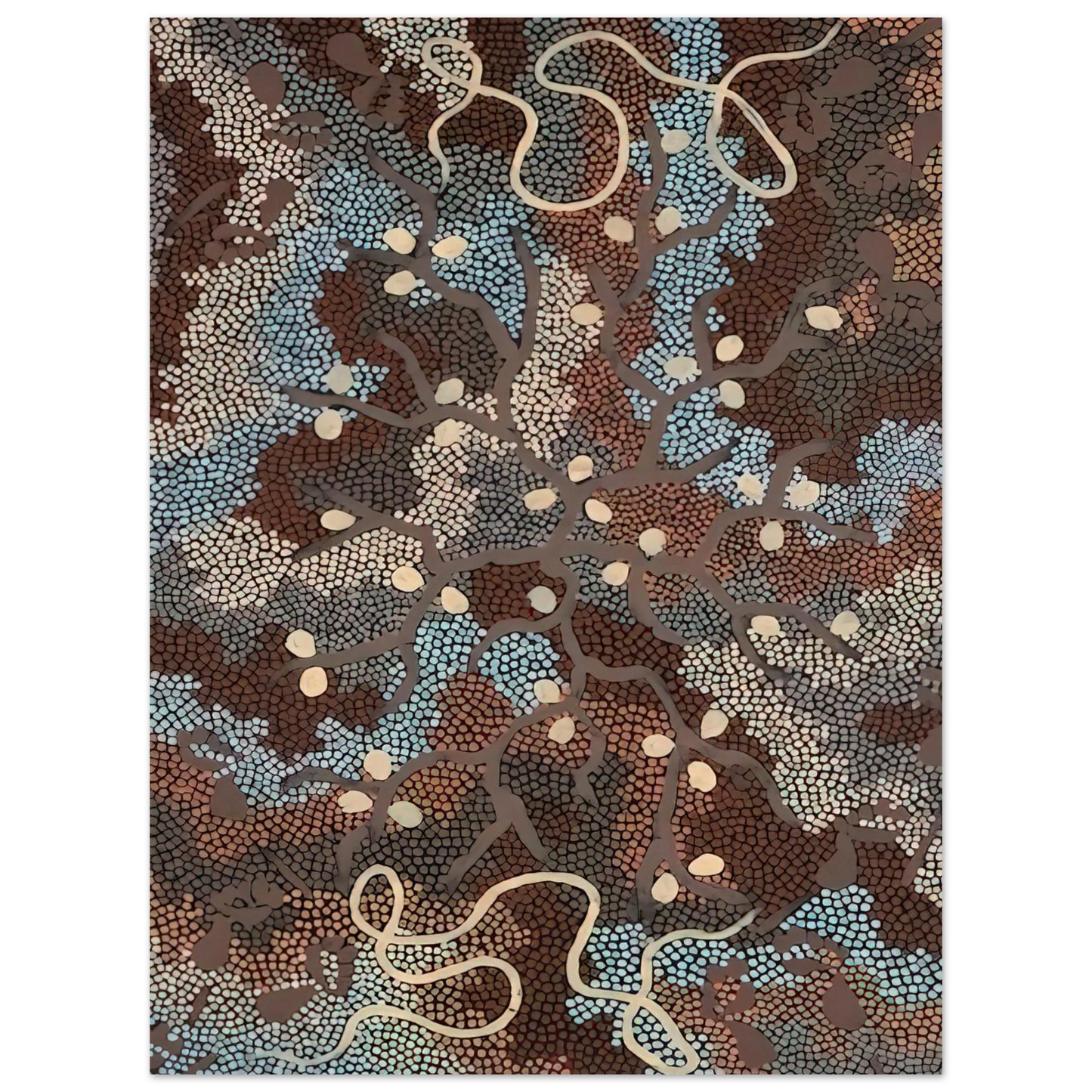 Clifford Possum Tjapaltjarri - Bush Tucker Dreaming - 1984  75x100 cm / 30x40inches Fine Art Poster