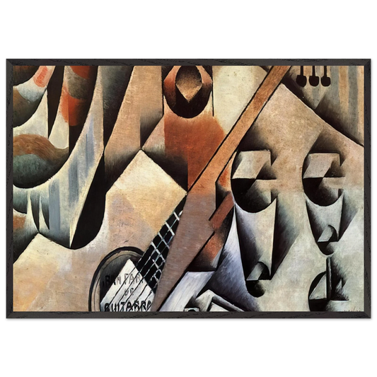 GUITAR AND GLASSES BANJO AND GLASSES 1912 - Juan Gris 70x100 cm / 28x40 inches Framed Art Print – Black Wooden Frame