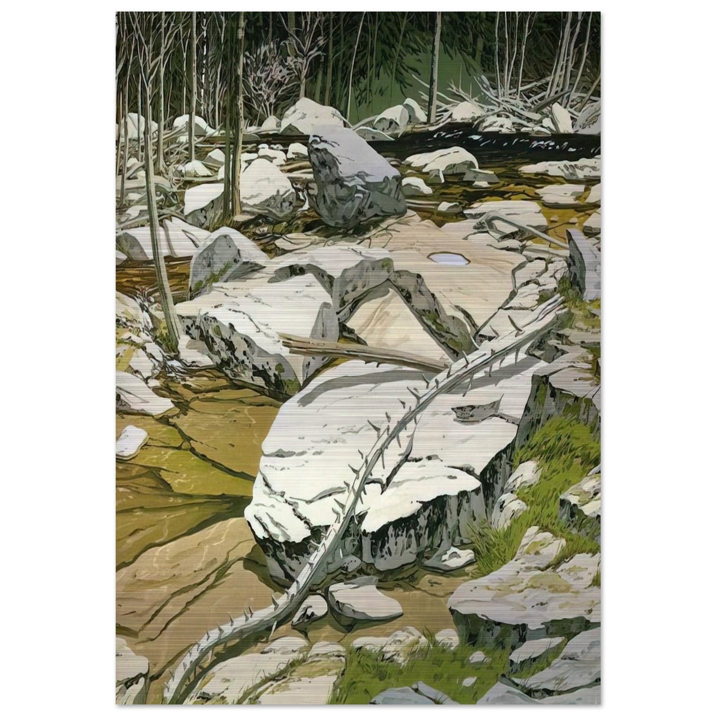The Blue Pool - 1980 - Neil Welliver Brushed Aluminum Print - 70x100 cm / 28x40 inches | Neil Welliver Aluminum Print | Neil Welliver Prints