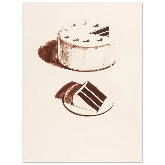 Wayne Thiebaud - Chocolate Cake - 1971 Wall Art - 21x29.7 cm / 8x12" - Fine Art Poster-canvas - -
