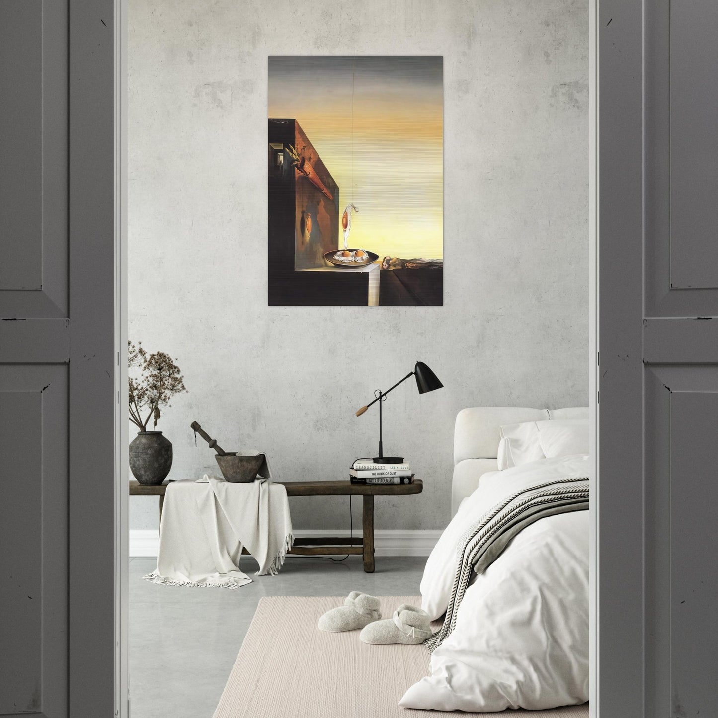 EGGS ON PLATE WITHOUT THE FLAT - Salvador Dali Brushed Aluminum Print - 70x100 cm / 28x40 inches | Salvador Dali Aluminum Print | Salvador Dali Prints