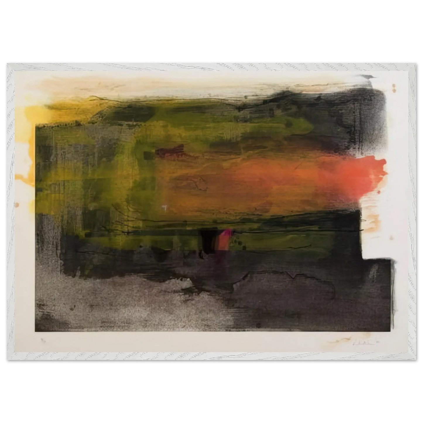 Helen Frankenthaler - Deep Sun - 1983 Wall art - A2 (42 x 59.4  cm) - Premium Wooden Framed Poster With Fine Art Paper - Wood frame