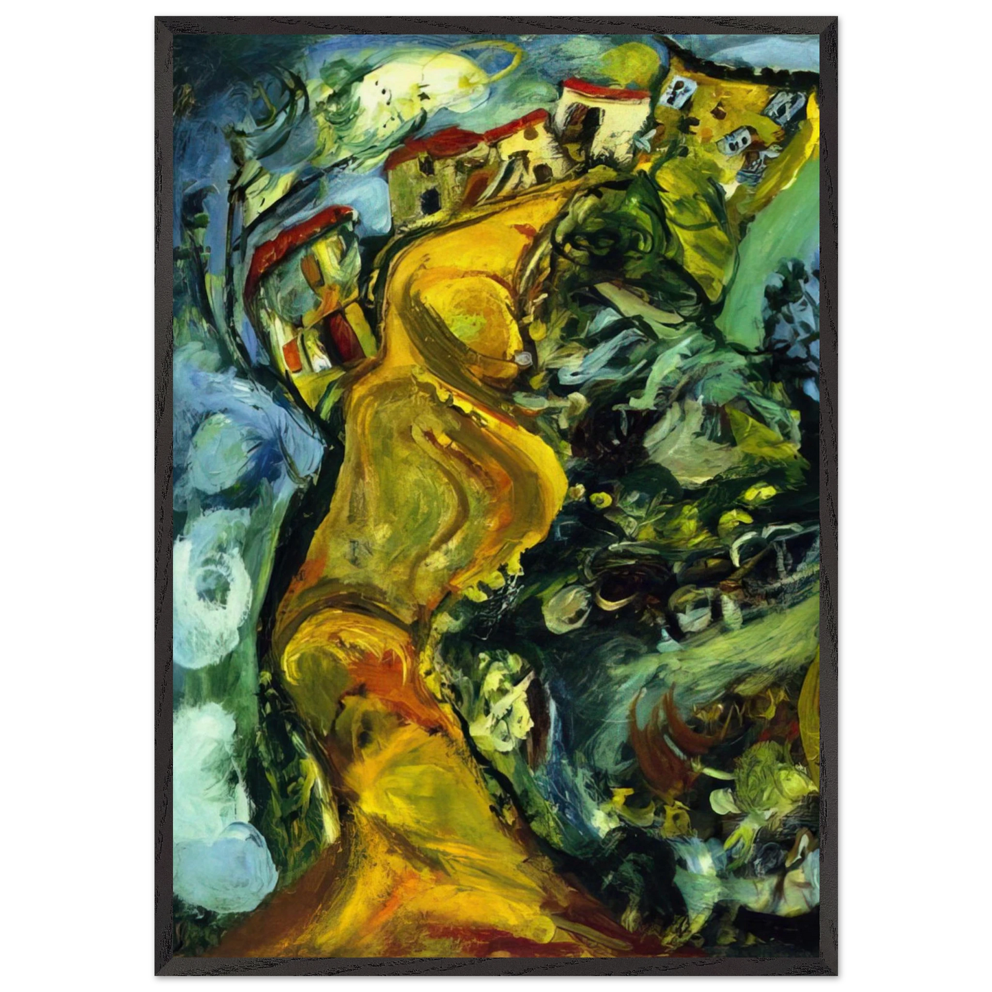 STREET AT CAGNES 1923 - Chaim Soutine 70x100 cm / 28x40 inches Framed Art Print – Black Wooden Frame