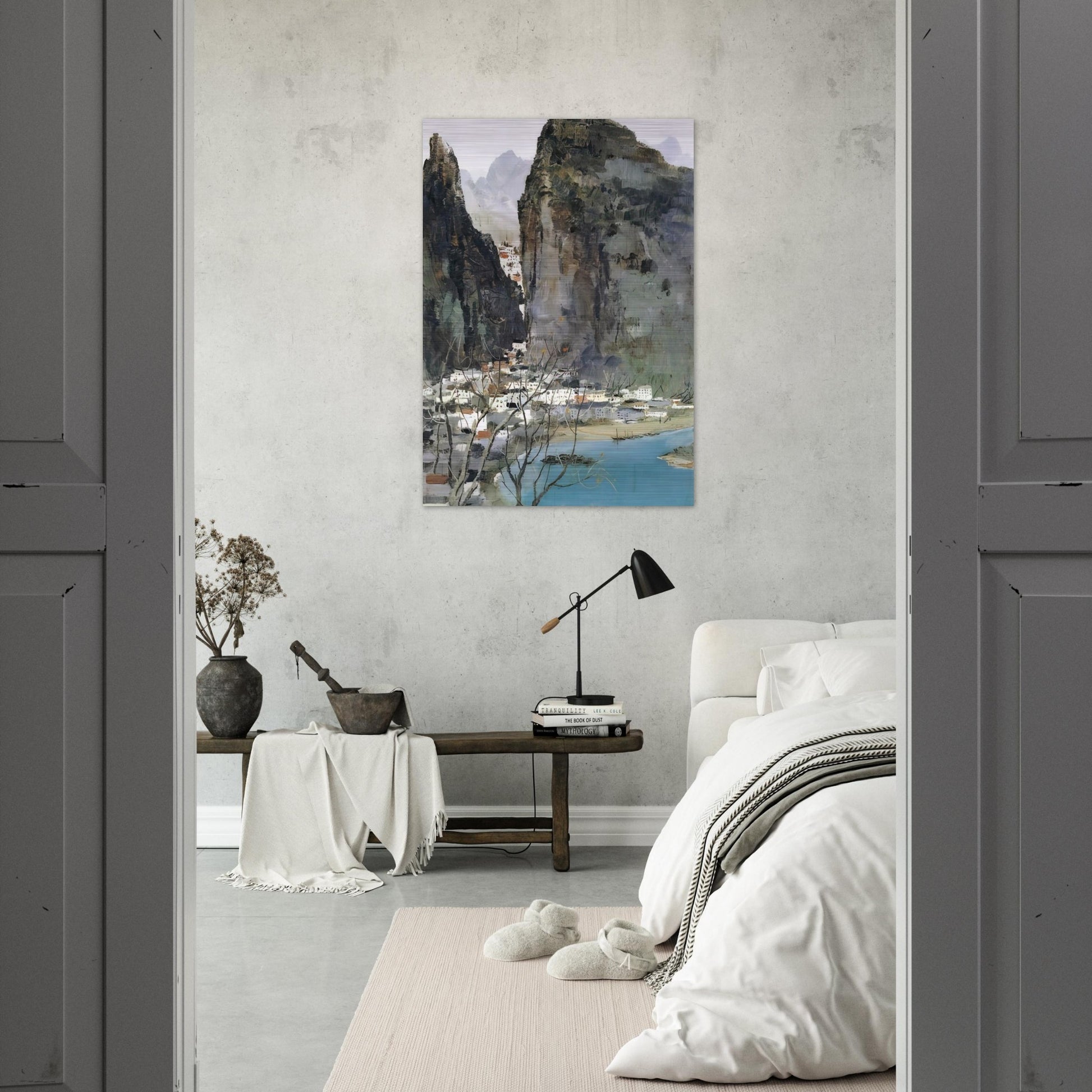 Scenery of Guilin - 1973 - Wu Guanzhong Brushed Aluminum Print - 70x100 cm / 28x40 inches | Wu Guanzhong Aluminum Print | Wu Guanzhong Prints