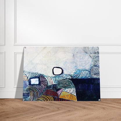 SPIRAL DEVELOPMENT IN GREEN VIOLET BLUE GOLD 1951 - Victor Pasmore Acrylic Print - 70x100 cm / 28x40″ inches