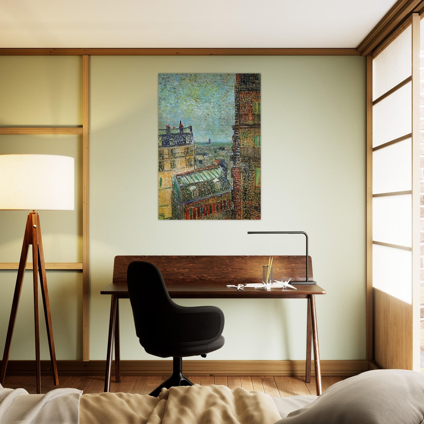 View of Paris from Vincent's Room in the Rue Lepic - Vincent van Gogh Brushed Aluminum Print - 70x100 cm / 28x40 inches | Vincent van Gogh Aluminum Print | Vincent van Gogh Prints