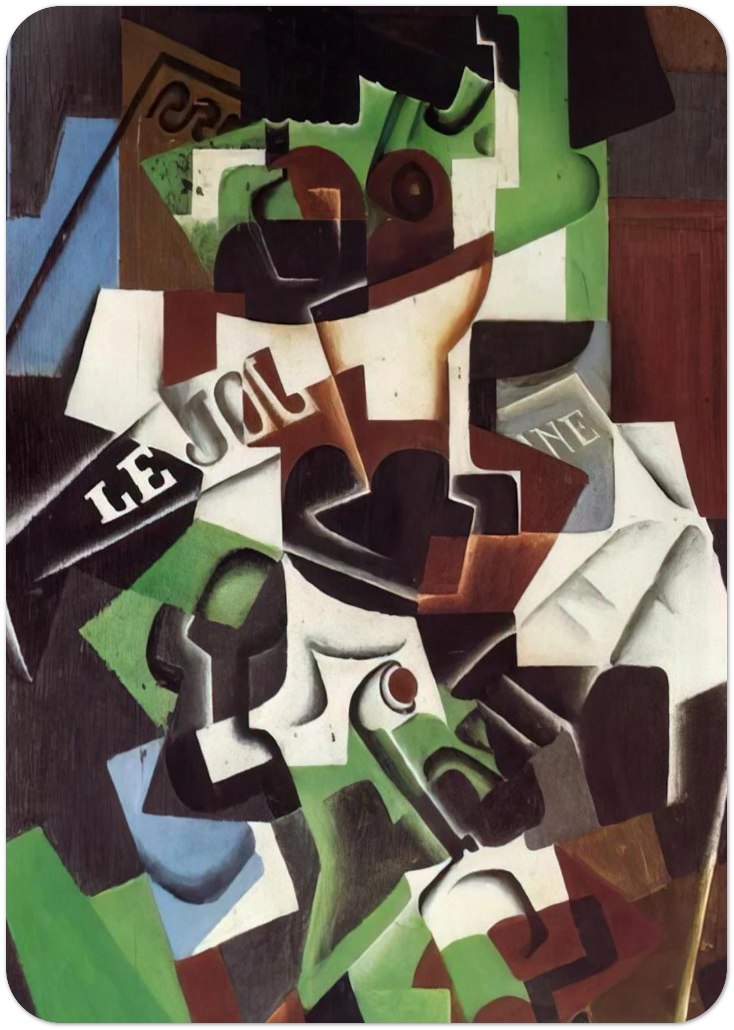FRUIT BOWL PIPE AND NEWSPAPER By Juan Gris Pack of 10 Post Cards | Juan Gris Post Cards | A6 (10.5 x 14.8 cm) - 4.1 x 5.8 inches