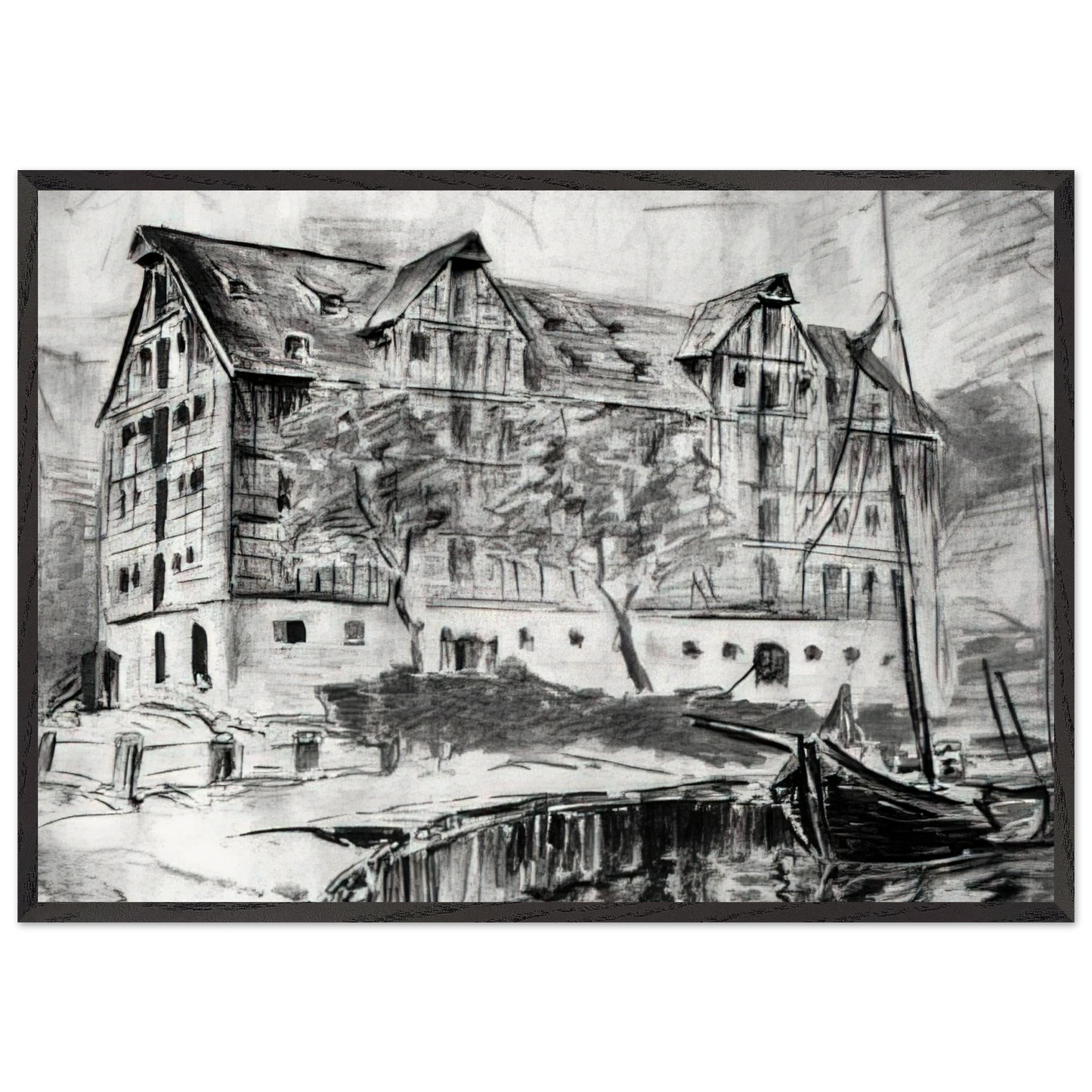 Untitled - 1926 - Konrad Zuse 70x100 cm / 28x40 inches Framed Art Print – Black Wooden Frame