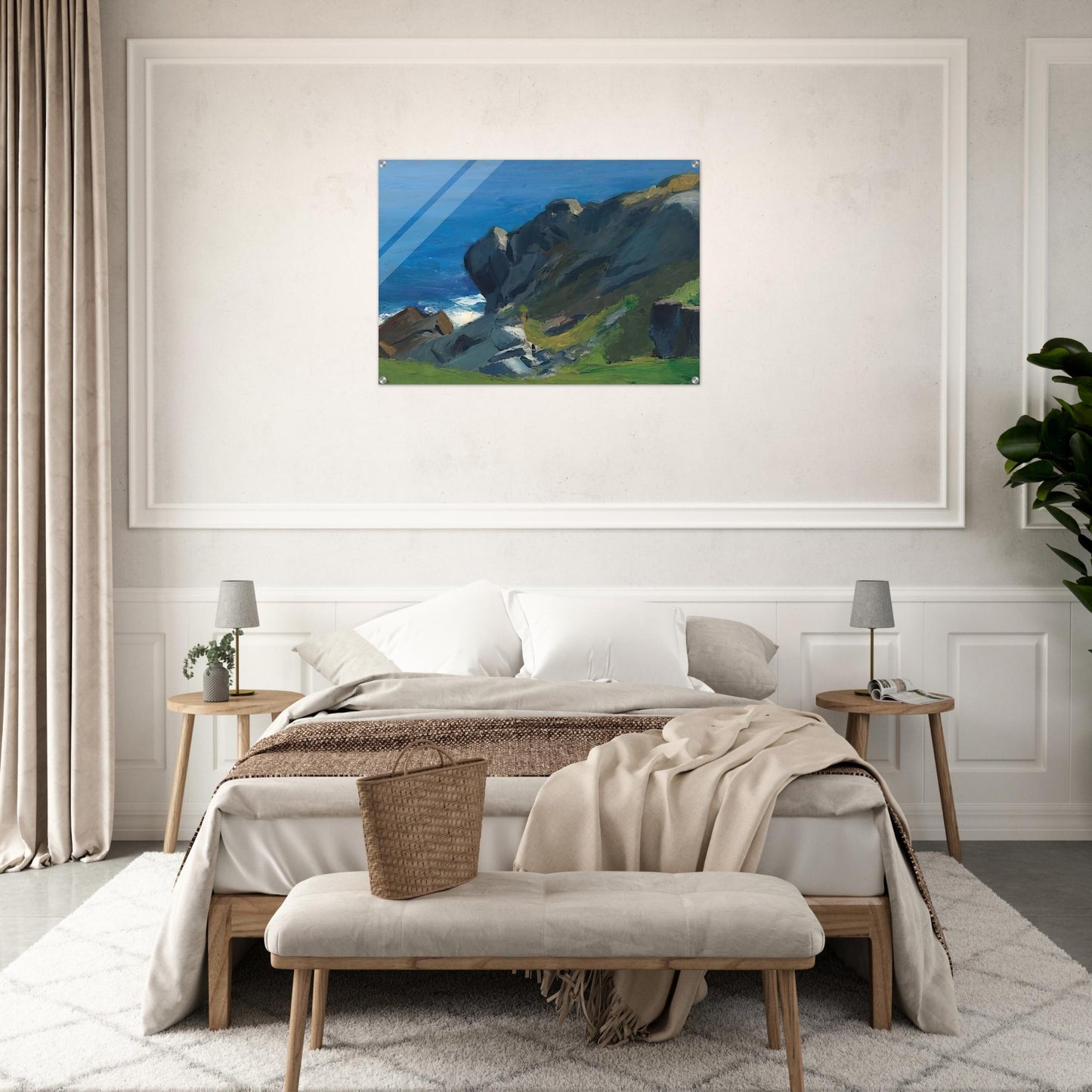 Rocky Shore and Sea - Edward Hopper Acrylic Print - 70x100 cm / 28x40″ inches | Edward Hopper Wall Art | Edward Hopper Prints