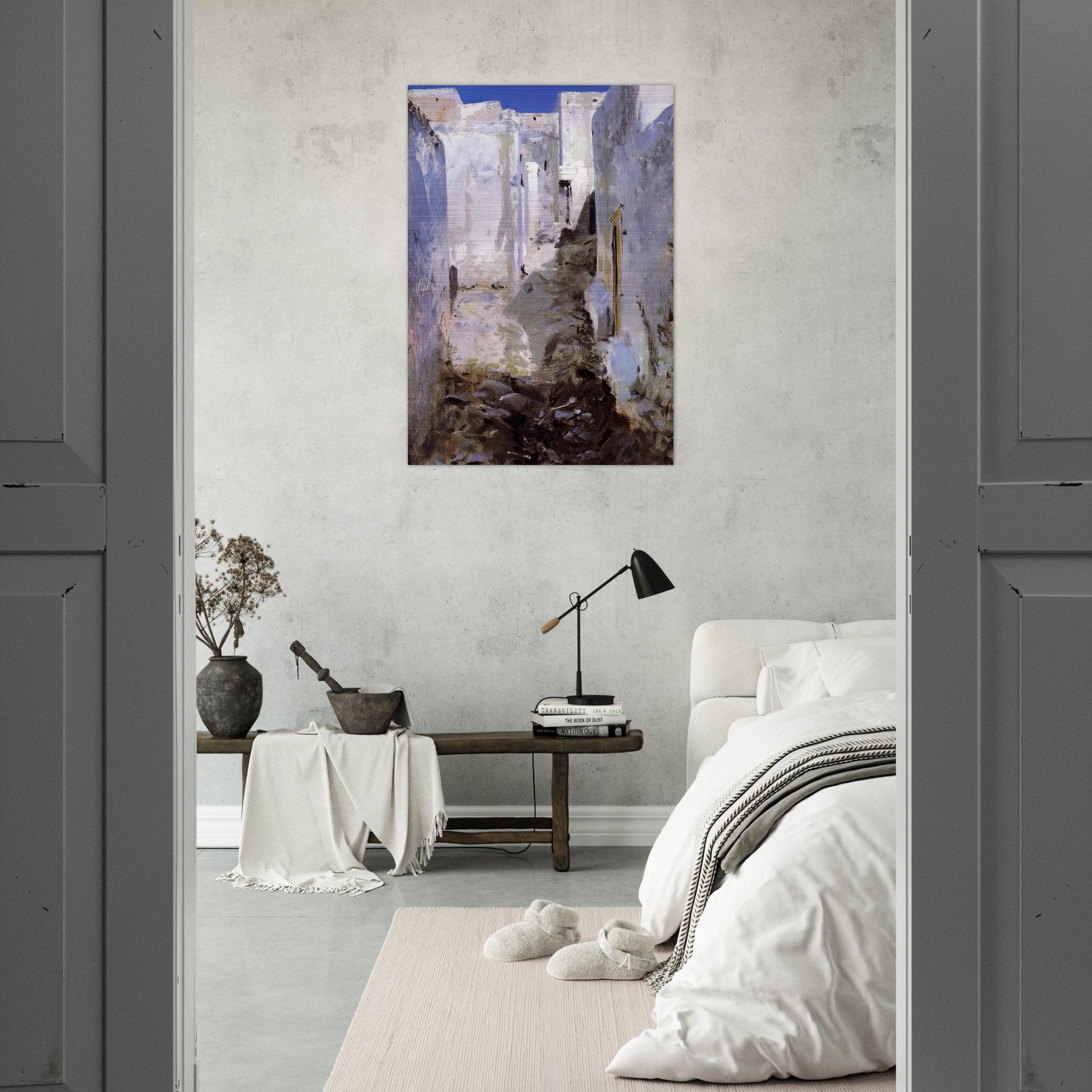 A Street in Algiers - John Singer Sargent Brushed Aluminum Print - 70x100 cm / 28x40 inches | John Singer Sargent Aluminum Print | John Singer Sargent Prints