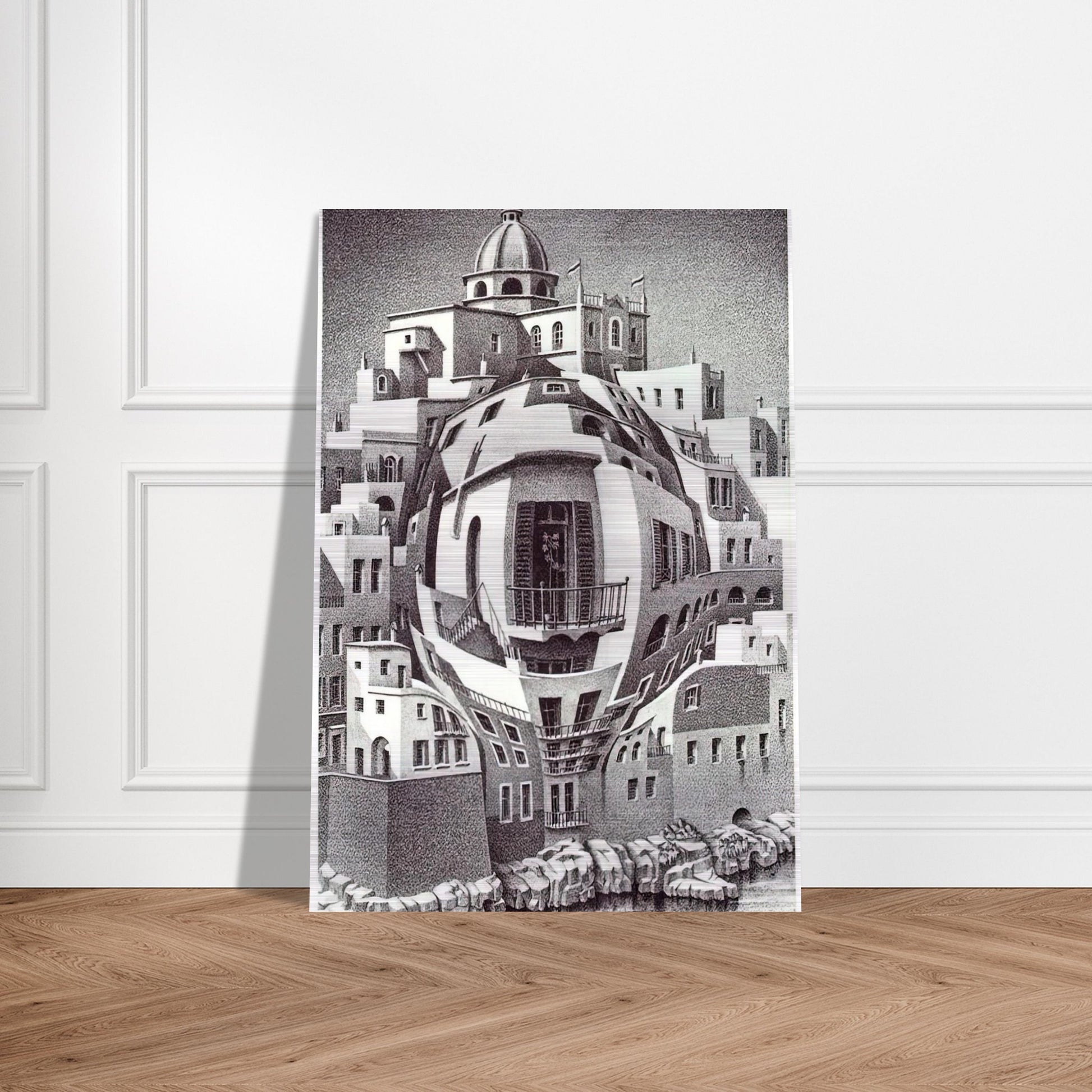 BALCONY - MC Escher Brushed Aluminum Print - 70x100 cm / 28x40 inches | MC Escher Aluminum Print | MC Escher Prints | Maurits Cornelis Escher Prints